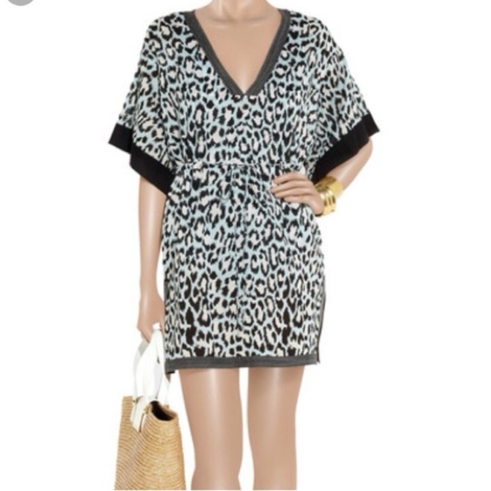Diane Von Furstenberg Black White Swim Coverup V-Neck‎ Sporty Kleio Size M DVF